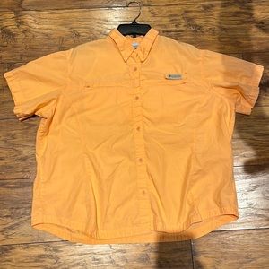 Columbia Womens Button Down Short Sleeve 2x Peach